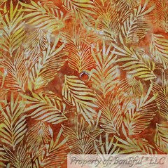 BonEful FABRIC FQ Cotton Quilt Brown Orange Tone Tonal BATIK Flower Garden Leaf