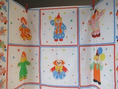 Spring Industries ” Clown” ALLOVER COTTON Fabric Panel 12 BLOCKS VTG RARE NEW