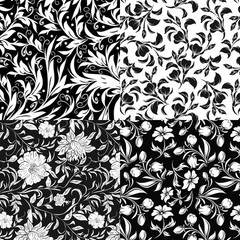 18″ x 22″ Fat Quarters Quilting Cotton Fabric Bundles for Sewing, 10 PCS Black&W