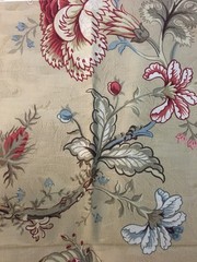 Waverly Montague Fabric Remnant Beige Red Blue Green Made In USA Vintage