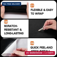 Suede Wrap for Car Interior 16″ x 59″ – Black Self Adhesive Suede Fabric, Easy P