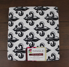 Fabric Fat Quarter Single Piece 100% Cotton 18″ x 21″ “Fleur Onyx” Pattern NEW!
