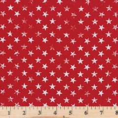 American Faded Stars Red Patriotic 4th of July 100% Cotton Fabric By half yard