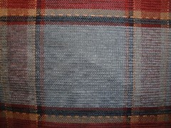 Plaid Blue Creme Rust Chromatex Mills – 5+yds=$0 S&H