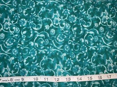 NEW Elegant Teal Blue Floral 100% Cotton Fabric Sold By 1/2 Yard More Available