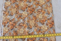 By 1/2 Yd, Vintage, Brown Gold Tan Buttons, P&B/Sampou/”Victorian Wheeling”,V870