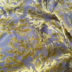 0.7 Yard Scuba – CORAL PATTERN BURNOUT VELVET UPHOLSTERY FABRIC, Color: Palm