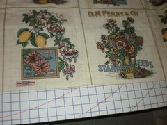 Vintage Joan Kessler Concord Fabrics Flower Seeds Cotton Panel 34″ x 42″ 12 Bloc
