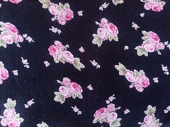 1m x 1.50m Punta Print Roses Black Sold By The Metre 55% Polyester & 45% Viscose