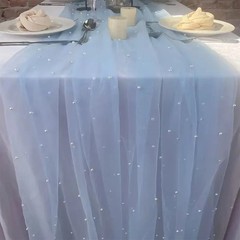 50x155cm Pearl Mesh Tulle Fabrics for DIY Sew Wedding Dress Robe Floral Backdrop