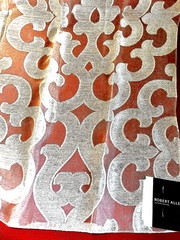 ROBERT ALLEN Designer Sample Damask Sheer Fabric Set / 2 Ivory Off-White Shiny