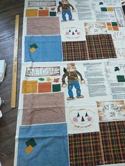 Lot Of 2 Patches Scarecrow Cut & Sew Fall Autumn Hay Rides Fabric Panel Spring