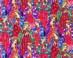 Our Lady of Guadalupe Virgin Mary Mexico Rubin Cotton Quilt Fabric PER YARD