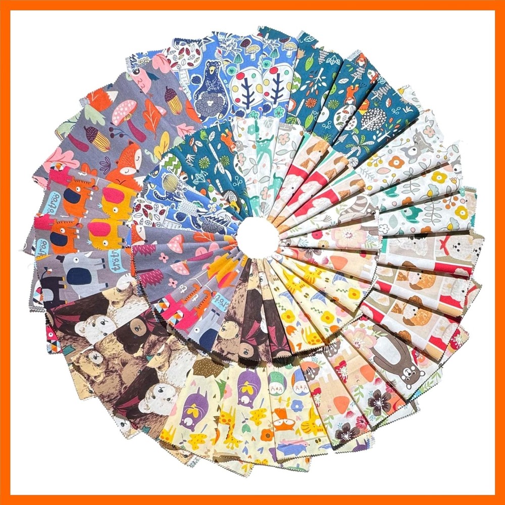 100% Cotton Fabric Bundle Quilt Squares 5”x5”, Animal Patterns Charm Packs …