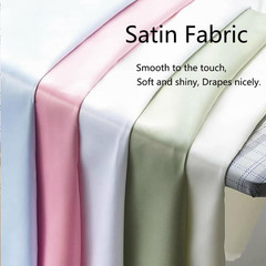 Black Satin Fabric 5 Yards Polyester Silky Fabric 60 Inch Wide Lining Material C