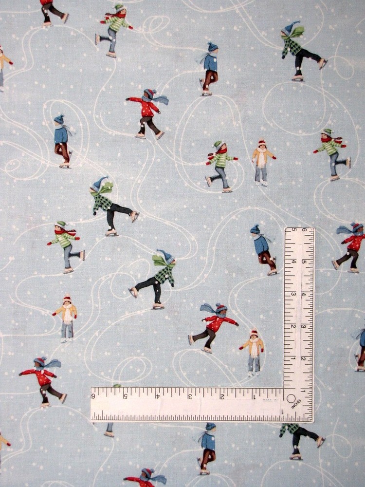 Christmas Village Ice Skating Fabric By The Yard Holiday Cotton by Studio E