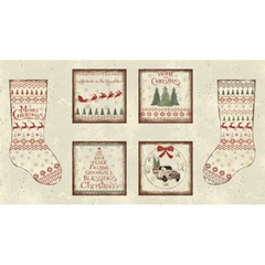 Home For Christmas Nursery DIY Quilting Fabric Throw Pillow Stocking Panel 24″