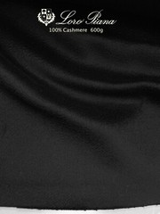 BLACK 100% Cashmere Wool Fabric, LORO PIANA 600g Melton Coating 3.70 meter