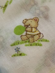 Vintage Bears with Balloons Cotton Fabric 44”W X 72” L