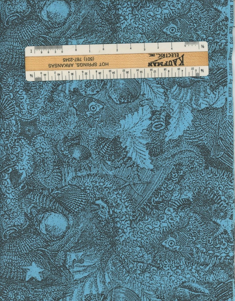 OOP Coral Reef Teal by Jinny Beyer for RJR Fabrics Cotton Fabric BTY