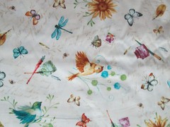 Dragonfly Butterfly Birds Flowers Dragonflies Artist Crearm Cotton Fabric FQ