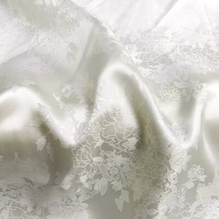 1 Yard Natural White Jacquard Satin Fabric Soft Polyester Material For Komono