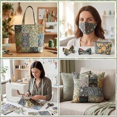 25 Pcs William Morris Flower Quilting Fabric Squares 10×10 Cotton Precut Kit