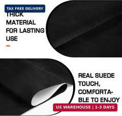 Suede Wrap for Car Interior 16″ x 59″ – Black Self Adhesive Suede Fabric, Easy P