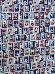 Vintage Baseball Players Cotton Fabric 42″ x 48″ Red White & Blue