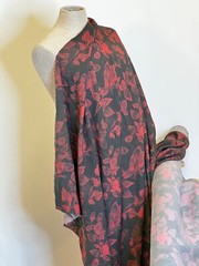 Cotton Poplin Floral Print Pantone Gadget Gray Marsala Tigerlily Tricolor Fabric