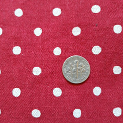 1.4 YDS Sevenberry Japan Cotton Flax Canvas Fabric Med Natural Dots on Red