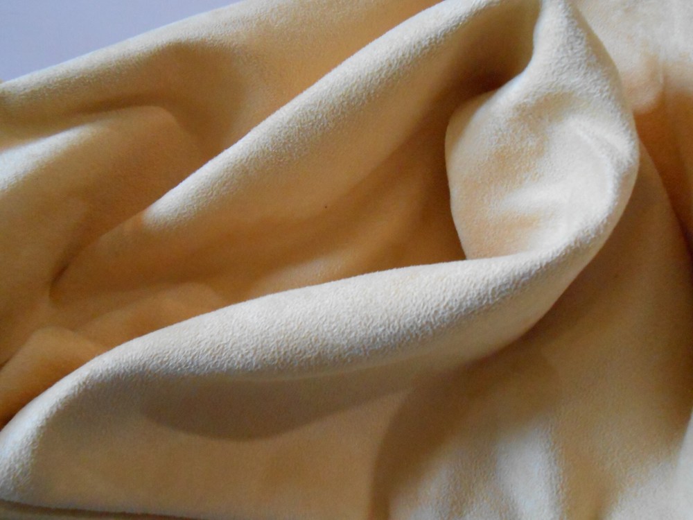 Yellow Cream Micro Suede Fabric 60” x 1 3/4 yd Upholstery Apparel