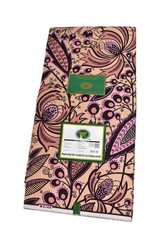 Vlisco African Wax Print 6 Yards Paisley 100% Cotton Pink Fabric Netherlands