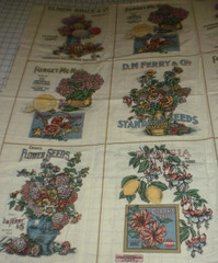 Vintage Joan Kessler Concord Fabrics Flower Seeds Cotton Panel 34″ x 42″ 12 Bloc