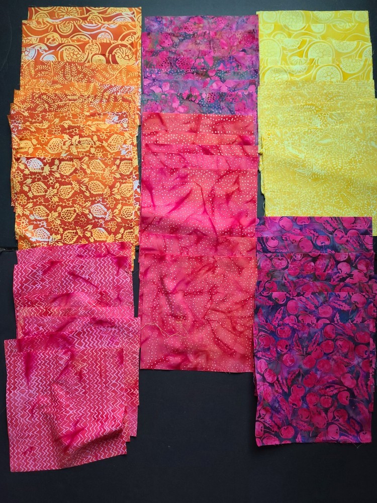 Batik Quilt Fabric 8.5″ x 8.5″ Squares Lot of 54
