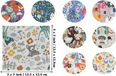 100% Cotton Fabric Bundle Quilt Squares 5”x5”, Animal Patterns Charm Packs …