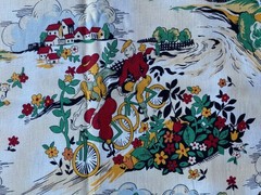 RED ROOSTER FABRIC~Sweet Adeline~1800s COUNTRYSIDE SCENES~Gay 90s~CROQUET~43×74~