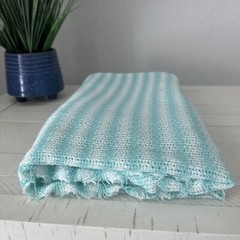 2 YARDS & 63″ Wide, Knitted Blue White Lightweight Stretch Quality Woven Fabric