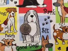 1.5 Yds (55″ x 43″ W) Dog Sewing Fabric – Good Dog – Fetch – Sit – Bark – Woof