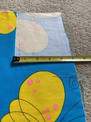 Vtg Ameritex Bright BLUE Yellow BUTTERFLY Fabric 2 Yards Large Print Cotton MCM