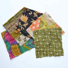 Boho Vintage kantha Scraps bundles Indian SARI Fabric Square quilt scraps crafts