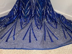Royal Silver Embroidered SEQUINS Lace fabric 50” Width Sold By The Yard
