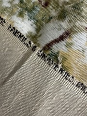 Vintage United Fabrics Silk Blend Scenic Slub Fabric Remnant Country Scene 44×30