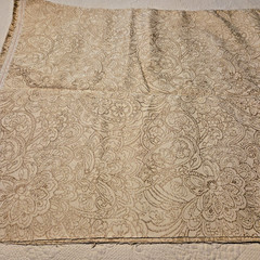 1.33 Yds Cotton Jacquard Upholstery Fabric Paisley Floral Ecru & Tan 54″ Wide