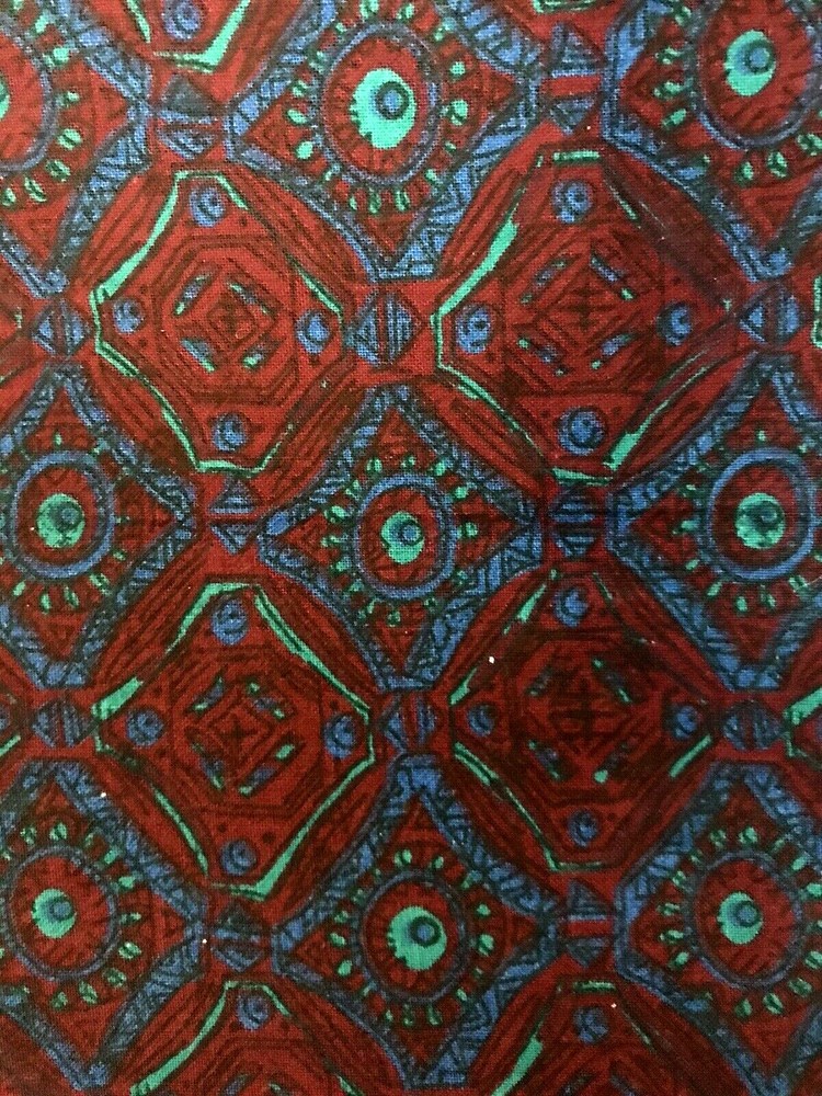 Remnant Fabric – 58″ x 14″ – Maroon Blue Print #F