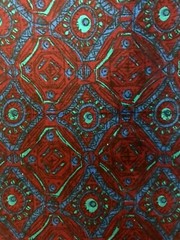 Remnant Fabric – 58″ x 14″ – Maroon Blue Print #F