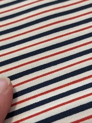VTG Cotton Fabric Klopman Mills Red Blue White Stripe 2.5 yds x 44″ 1970s NEW