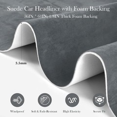 36″L×60″W Dark Grey Car Headliner Material | Tela Para Tapizar Techo de Auto,…