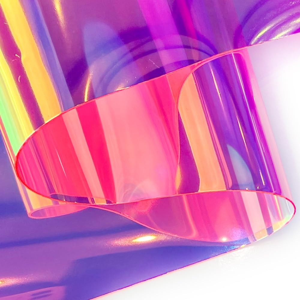 30 Gauge Holographic Clear Vinyl Roll 12″ x 54″ TPU Jelly Plastic Pink