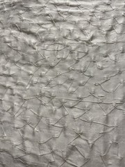 100% Silk Hand-Beaded Pearls Densely Scattered on White Fabric by the Yard 44″